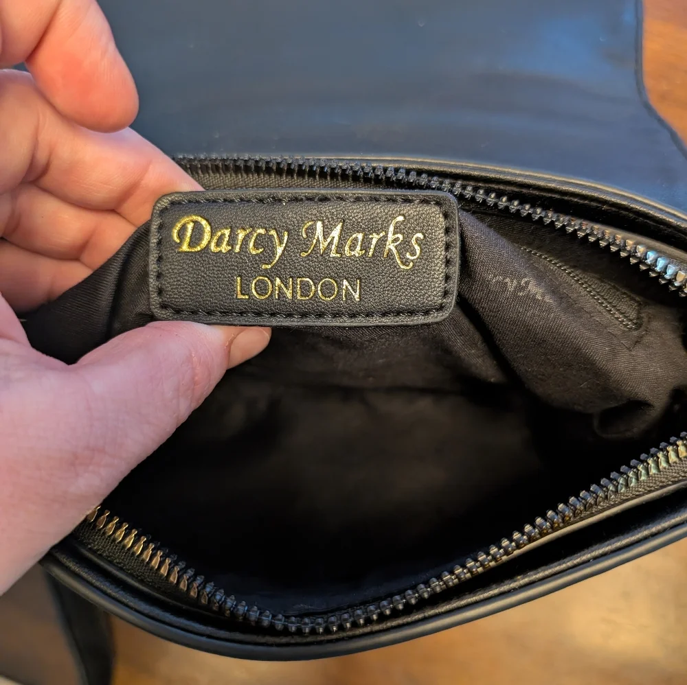 Darcy Marks London Woven Cross Body Bag With Top Handle & Gold Accent Chain